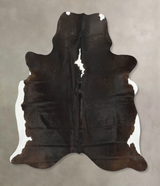 Chocolate and White Large Brazilian Cowhide Rug 6'9"H x 5'10"W #B14625 by Hudson Hides