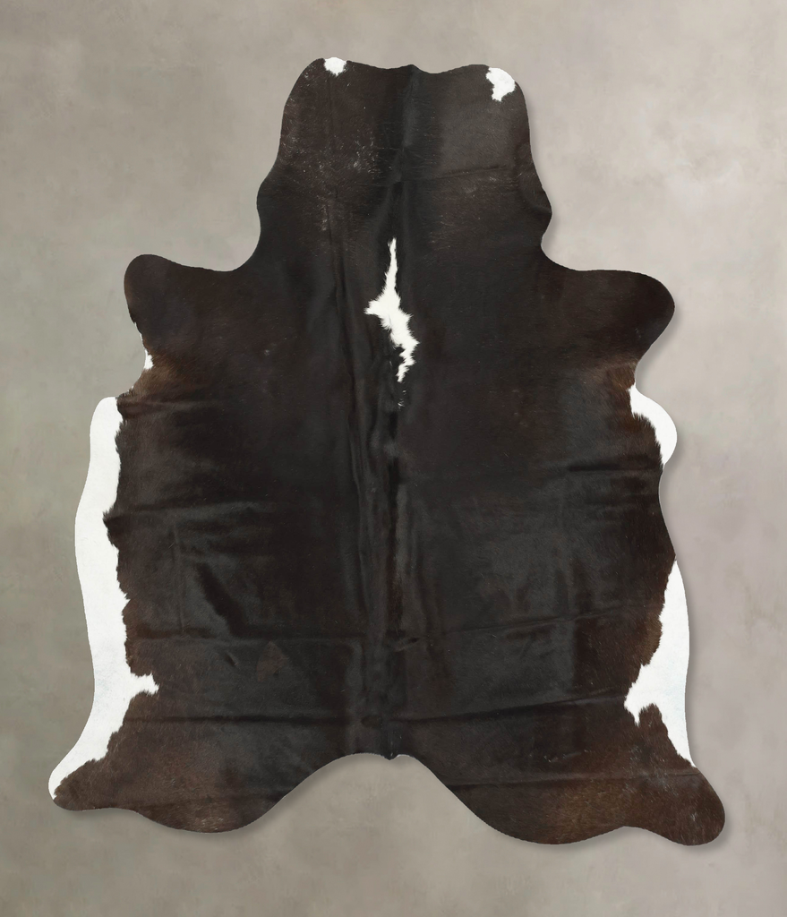 Chocolate and White Large Brazilian Cowhide Rug 6'9"H x 5'10"W #B14625 by Hudson Hides