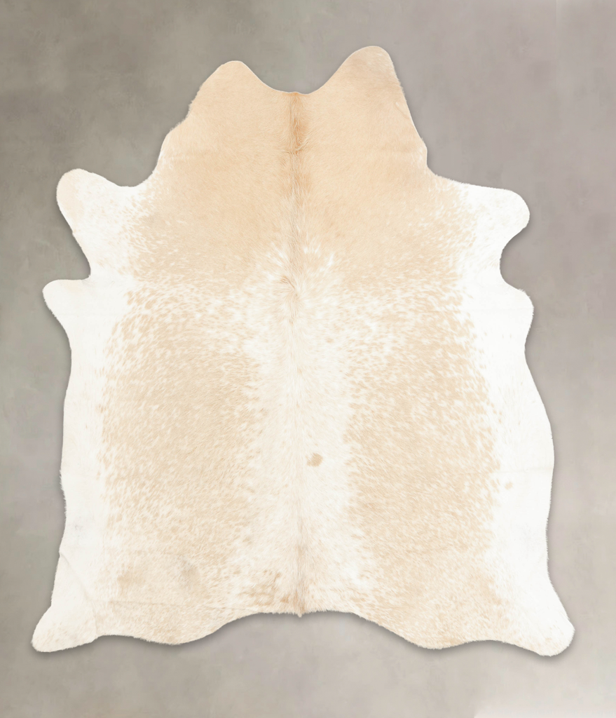 Beige and White XX-Large Brazilian Cowhide Rug 7'7"H x 6'7"W #B1464 by Hudson Hides