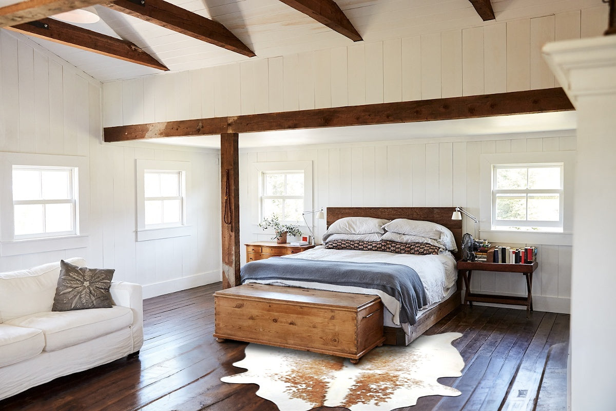 Brown and White Cowhide Rug #B14656