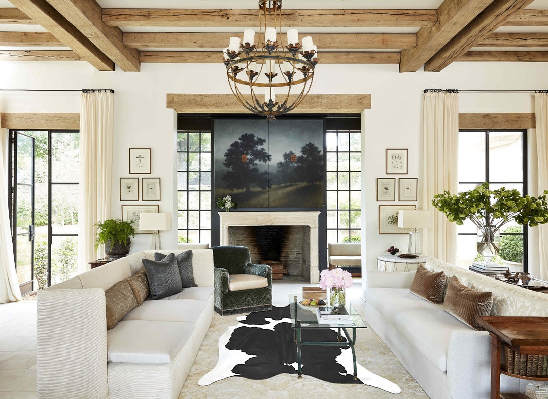 Black and White XX-Large Brazilian Cowhide Rug 8'8"H x 7'0"W #B14669 b