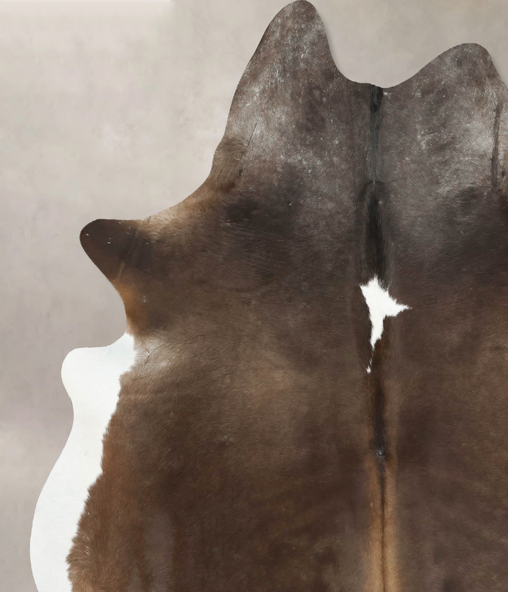 Chocolate and White XX-Large Brazilian Cowhide Rug 8'3"H x 6'7"W #B14717 by Hudson Hides