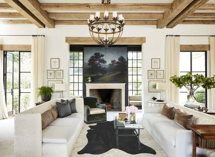 Solid Black X-Large Brazilian Cowhide Rug 7'5"H x 6'2"W #B14740 by Hudson Hides