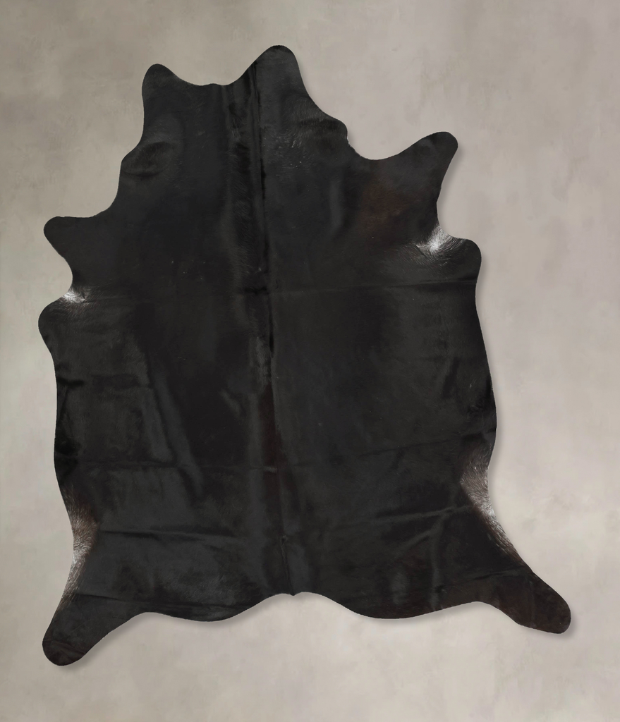 Solid Black XX-Large Brazilian Cowhide Rug 8'1"H x 6'11"W #B14746 by Hudson Hides