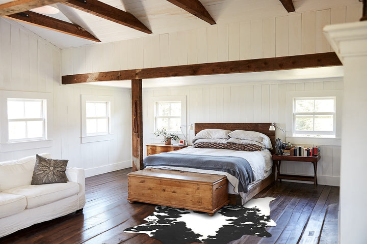 Black and White X-Large Brazilian Cowhide Rug 7'2"H x 6'4"W #B14749 by Hudson Hides