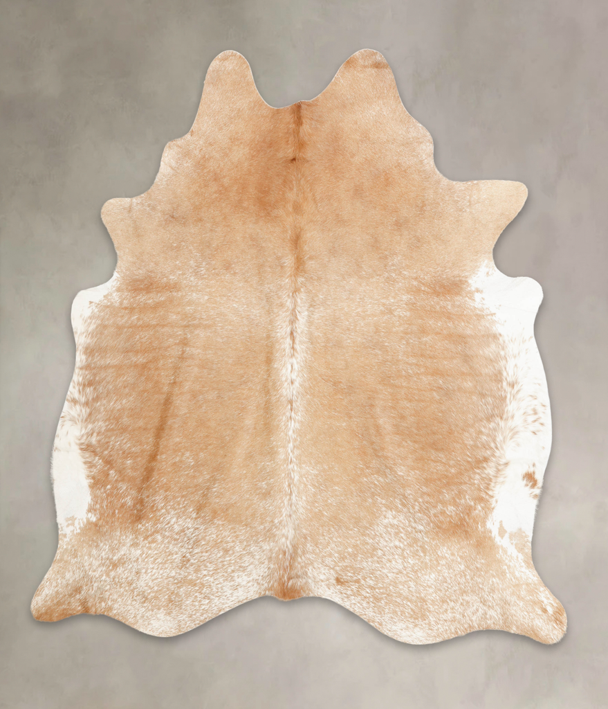 Beige and White XX-Large Brazilian Cowhide Rug 7'7"H x 6'8"W #B1475 by Hudson Hides