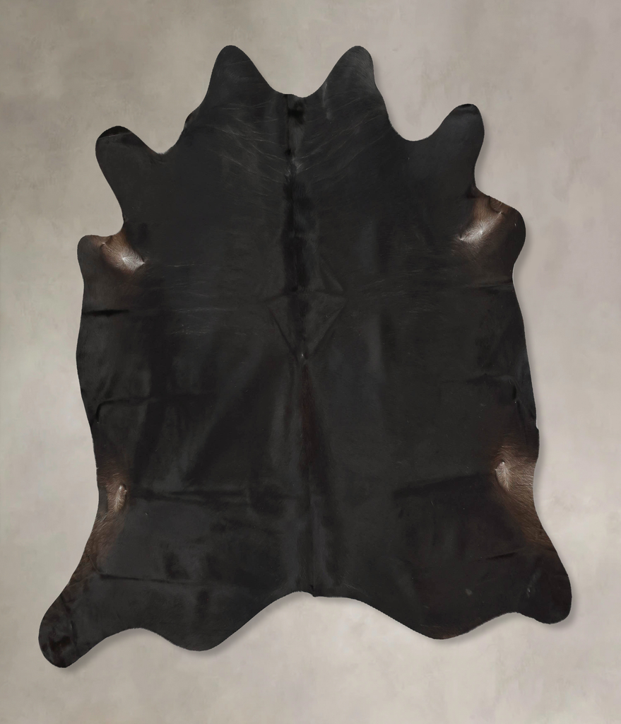 Solid Black X-Large Brazilian Cowhide Rug 6'9"H x 6'9"W #B14756 by Hudson Hides