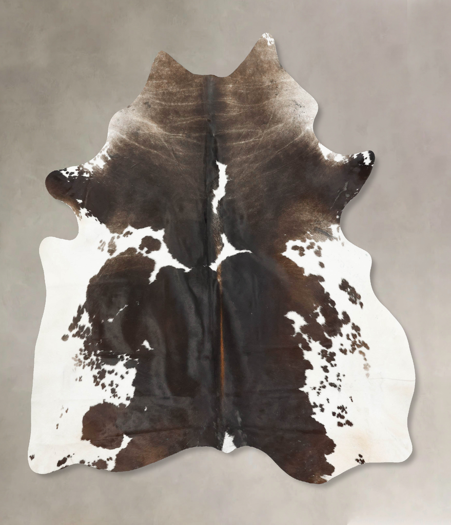 Chocolate and White X-Large Brazilian Cowhide Rug 7'5"H x 6'2"W #B14757 by Hudson Hides
