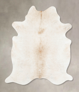 Ivory with Beige X-Large Brazilian Cowhide Rug 7'7"H x 6'3"W #B14775 by Hudson Hides