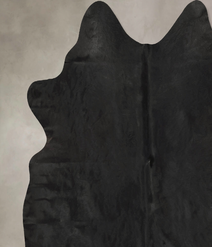 Solid Black X-Large Brazilian Cowhide Rug 7'1"H x 6'7"W #B14783 by Hudson Hides