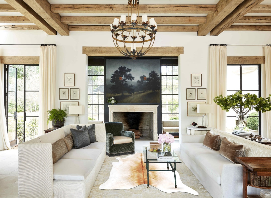 Grey with Beige XX-Large Brazilian Cowhide Rug 8'6"H x 6'11"W #B14816 