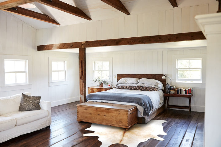 Grey with Beige XX-Large Brazilian Cowhide Rug 8'6"H x 6'11"W #B14816 by Hudson Hides