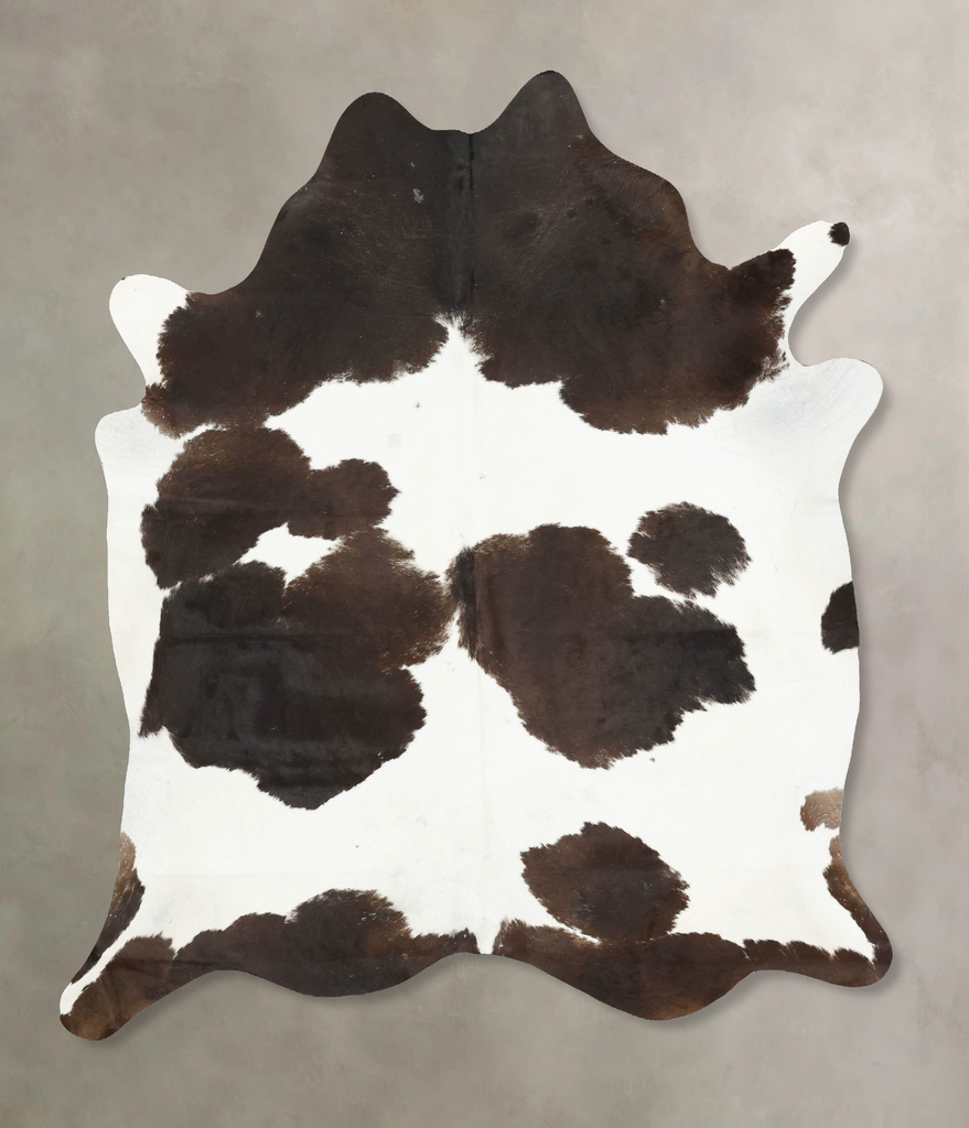 Chocolate and White X-Large Brazilian Cowhide Rug 7'3"H x 6'4"W #B14823 by Hudson Hides