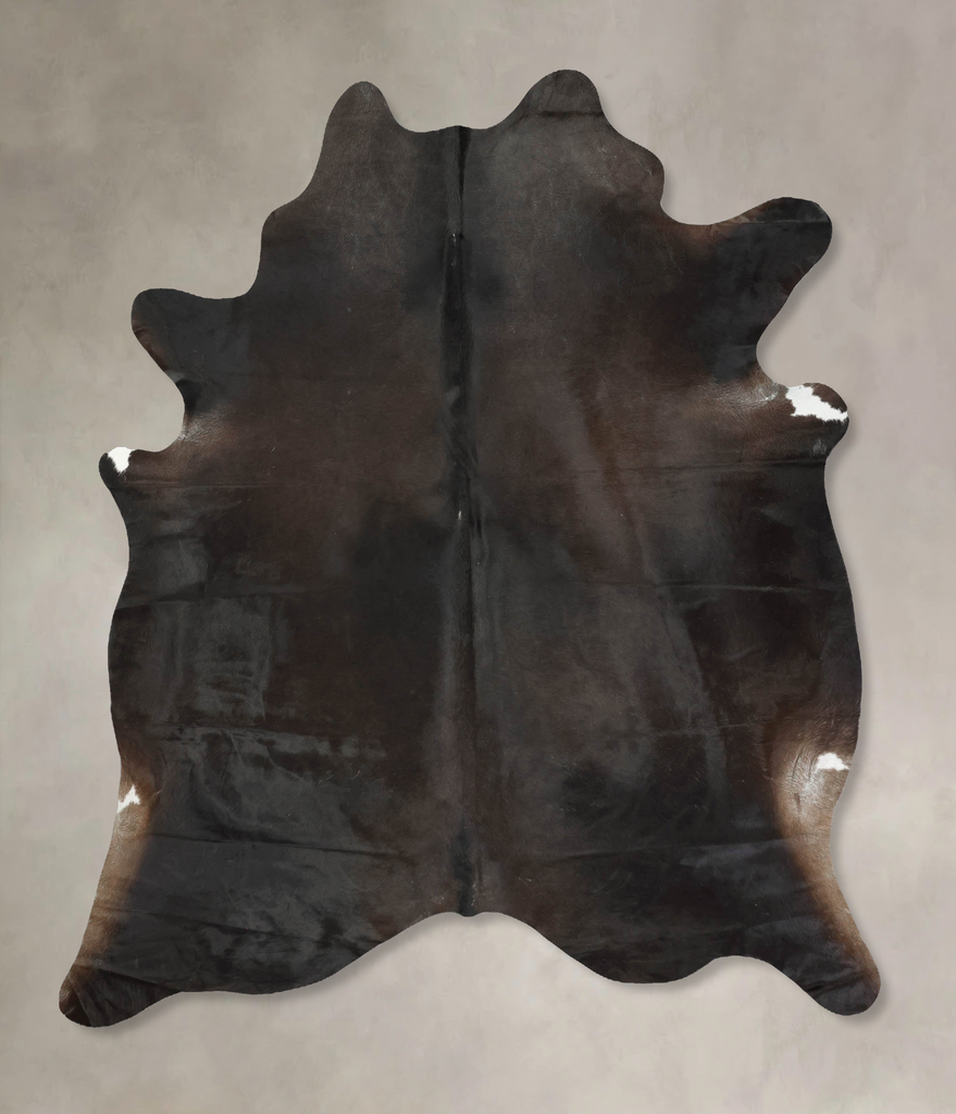 Solid Black XX-Large Brazilian Cowhide Rug 8'1"H x 6'4"W #B14831 by Hudson Hides