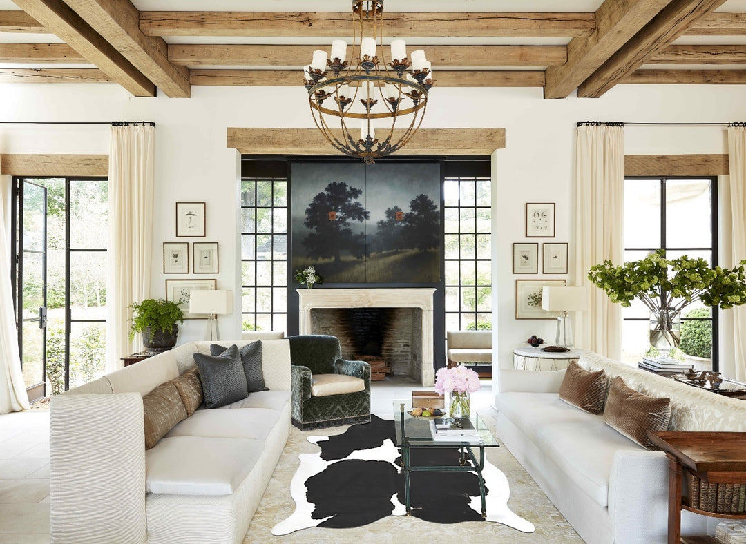 Black and White X-Large Brazilian Cowhide Rug 7'7"H x 5'8"W #B14890 by