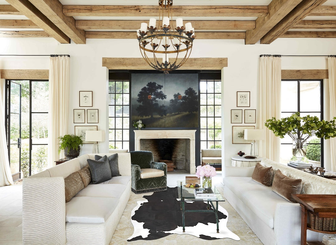 Black and White XX-Large Brazilian Cowhide Rug 7'11"H x 6'6"W #B14894 