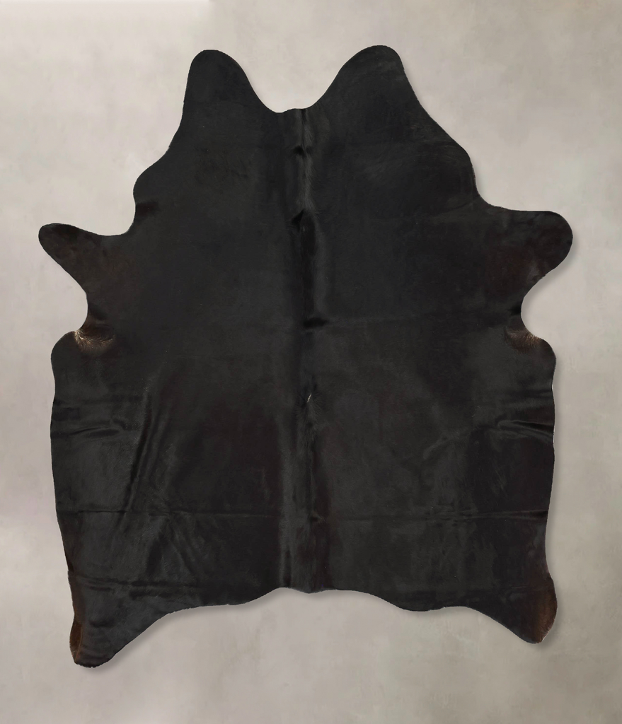 Solid Black Large Brazilian Cowhide Rug 6'5"H x 5'8"W #B14906 by Hudson Hides