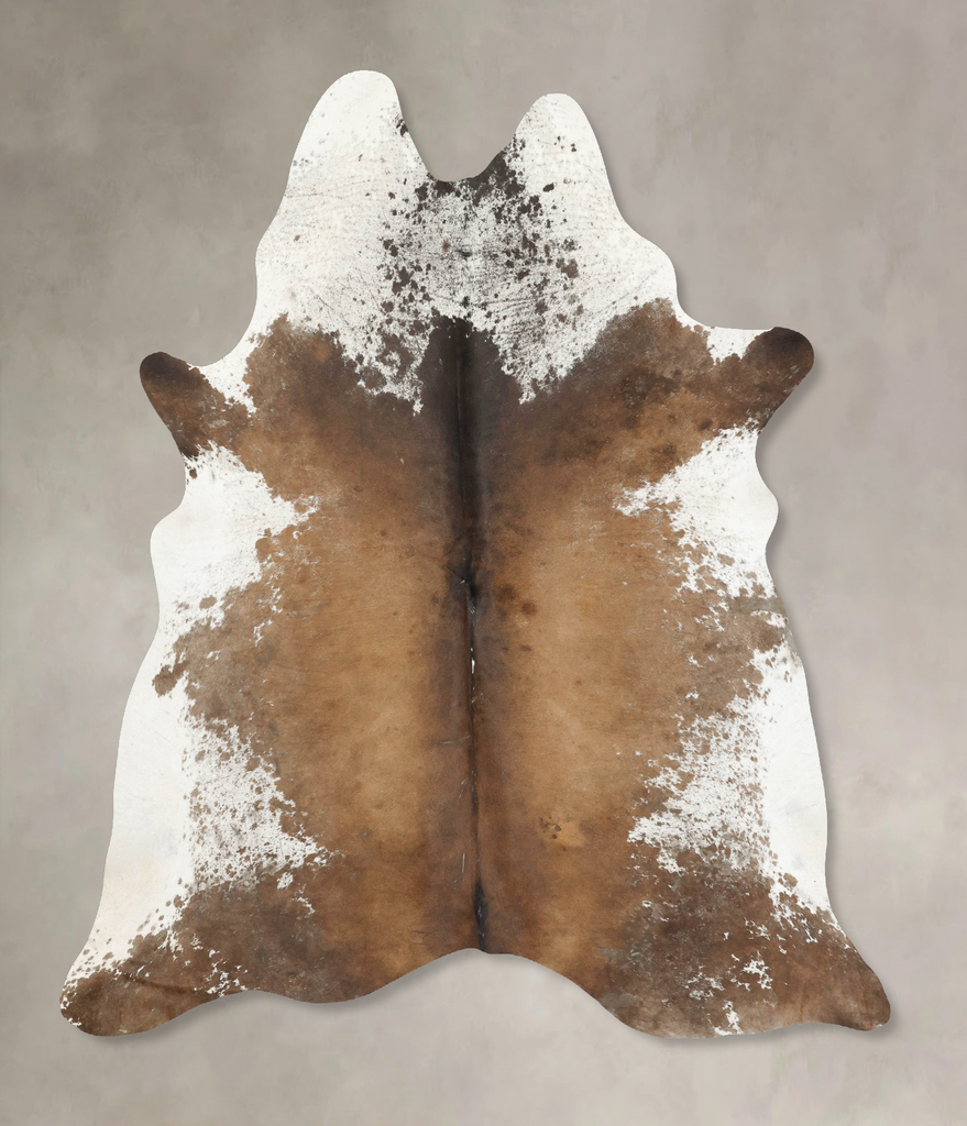 Chocolate and White XX-Large Brazilian Cowhide Rug 7'10"H x 6'9"W #B14914 by Hudson Hides