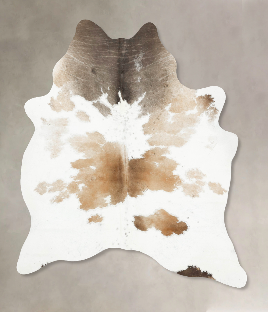 Beige and White XX-Large Brazilian Cowhide Rug 8'1"H x 6'5"W #B14927 by Hudson Hides
