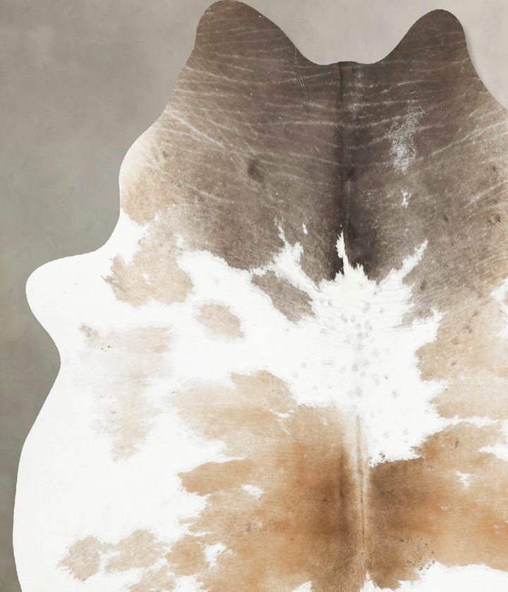 Beige and White XX-Large Brazilian Cowhide Rug 8'1"H x 6'5"W #B14927 by Hudson Hides