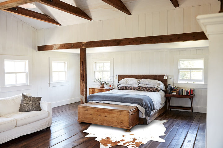 Brown and White XX-Large Brazilian Cowhide Rug 8'4"H x 7'7"W #B14928 by Hudson Hides