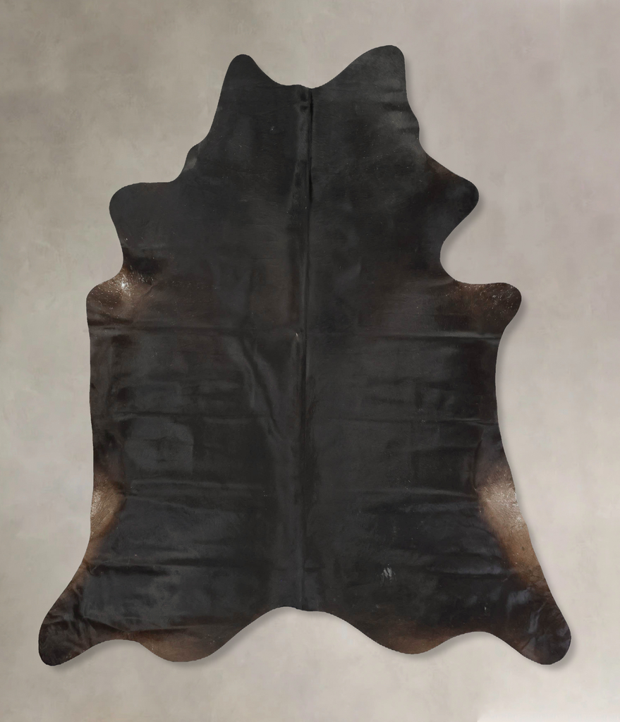 Solid Black X-Large Brazilian Cowhide Rug 7'3"H x 6'9"W #B14934 by Hudson Hides