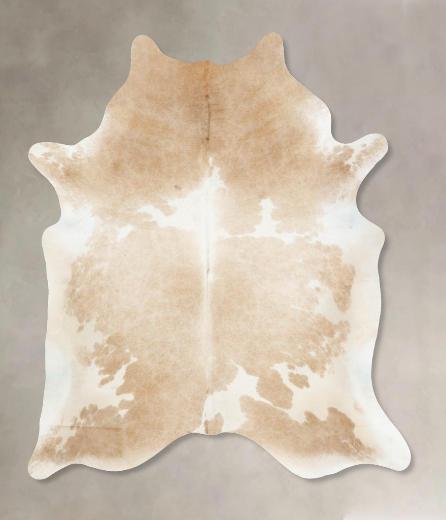 Beige and White XX-Large Brazilian Cowhide Rug 7'9"H x 6'7"W #B14948 by Hudson Hides