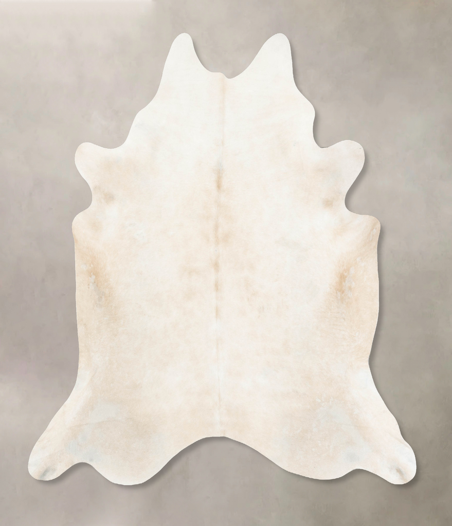 Ivory with Beige XX-Large Brazilian Cowhide Rug 7'9"H x 6'11"W #B14950 by Hudson Hides