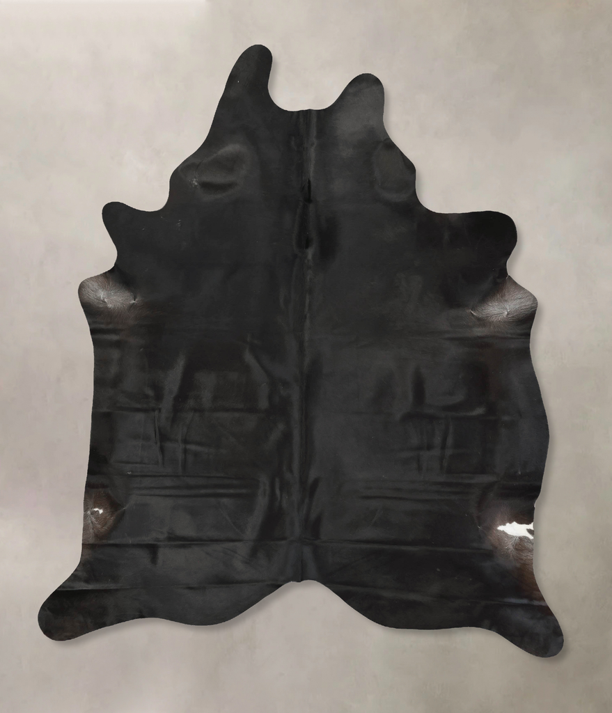 Solid Black XX-Large Brazilian Cowhide Rug 8'7"H x 6'8"W #B15076 by Hudson Hides