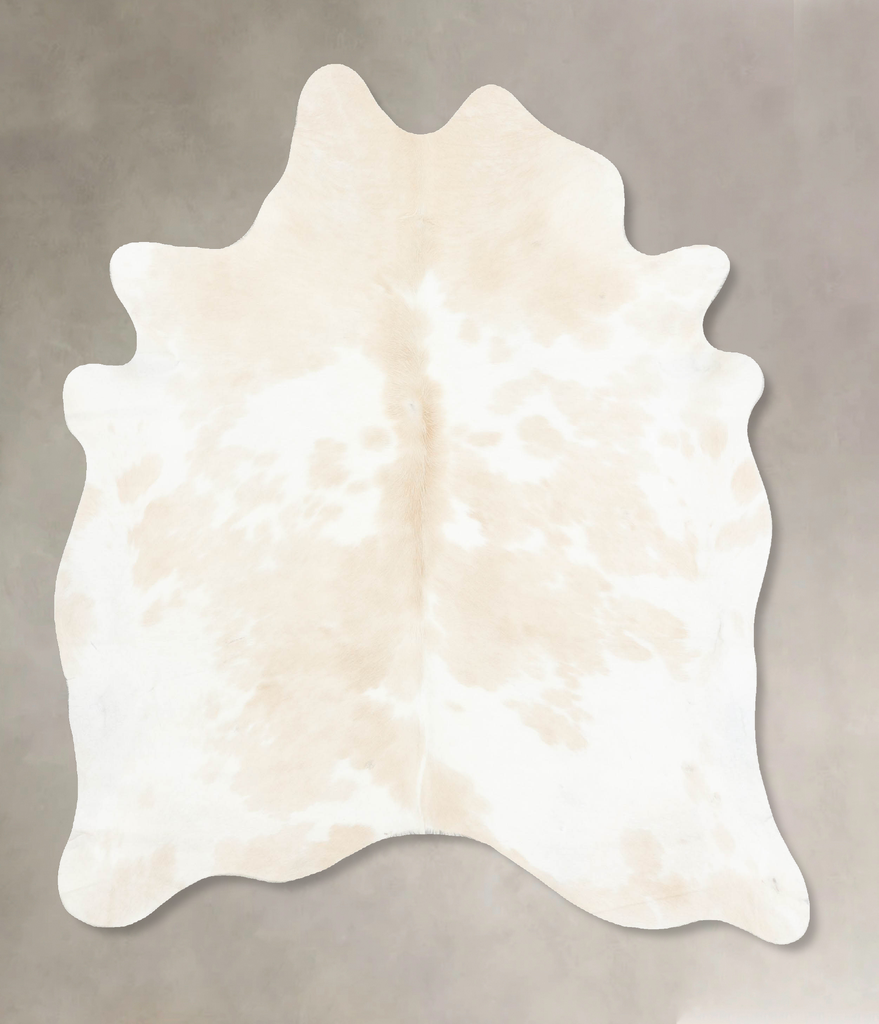 Beige and White Large Brazilian Cowhide Rug 6'2"H x 5'7"W #B15103 by Hudson Hides