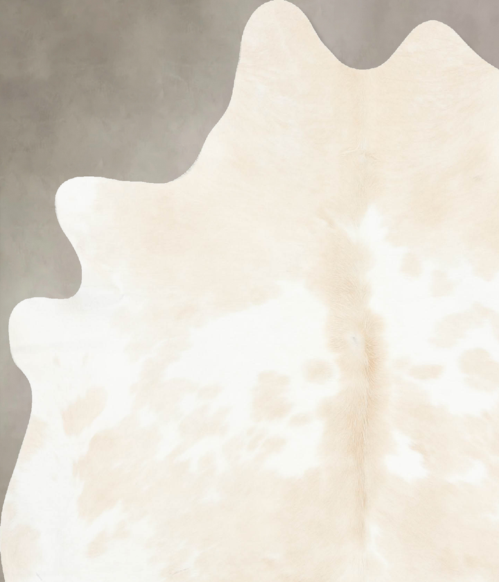 Beige and White Large Brazilian Cowhide Rug 6'2"H x 5'7"W #B15103 by Hudson Hides