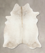Ivory with Beige X-Large Brazilian Cowhide Rug 7'2"H x 5'10"W #B15223 by Hudson Hides