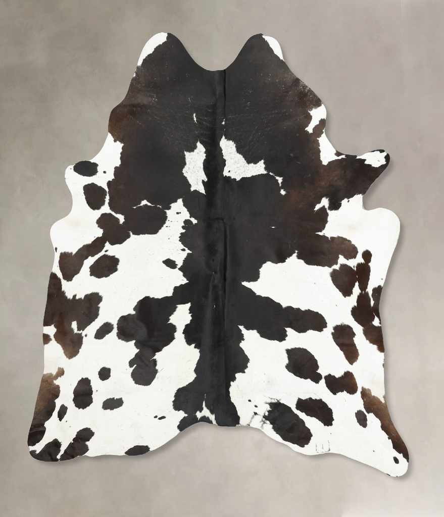 Chocolate and White X-Large Brazilian Cowhide Rug 6'10"H x 5'11"W #B15408 by Hudson Hides