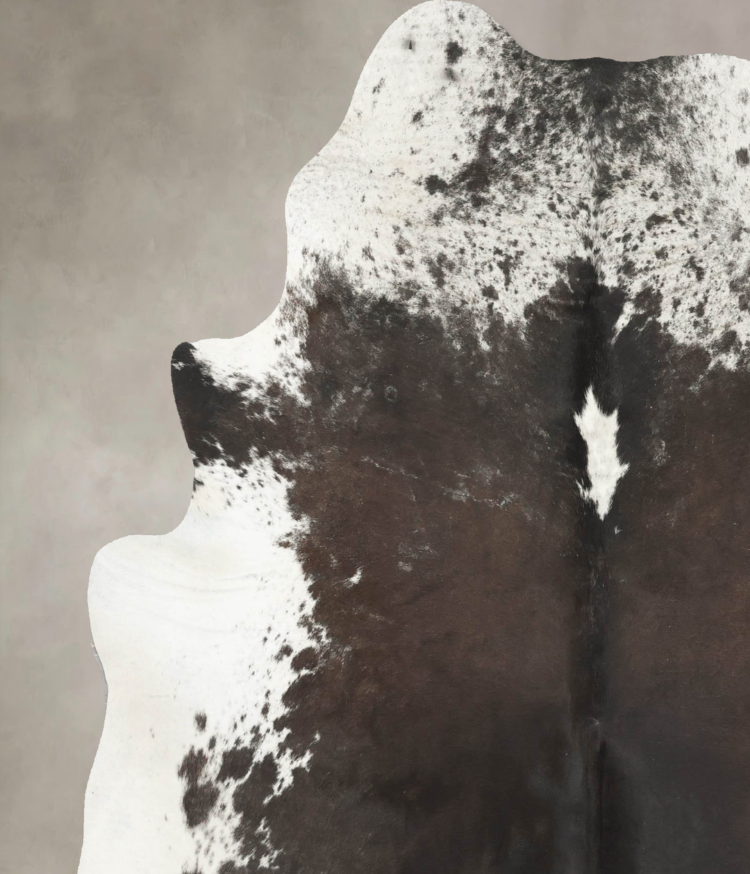 Chocolate and White X-Large Brazilian Cowhide Rug 7'4"H x 5'11"W #B154