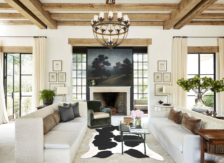 Black and White XX-Large Brazilian Cowhide Rug 8'3"H x 7'1"W #B15411 by Hudson Hides