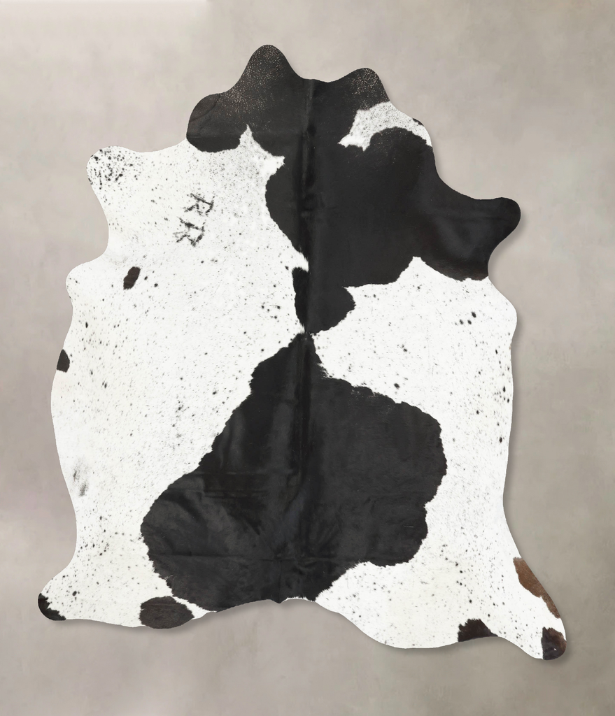 Black and White X-Large Brazilian Cowhide Rug 7'1"H x 6'6"W #B15419 by Hudson Hides
