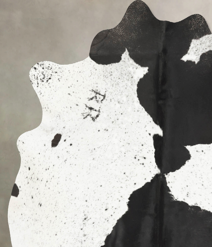 Black and White X-Large Brazilian Cowhide Rug 7'1"H x 6'6"W #B15419 by Hudson Hides