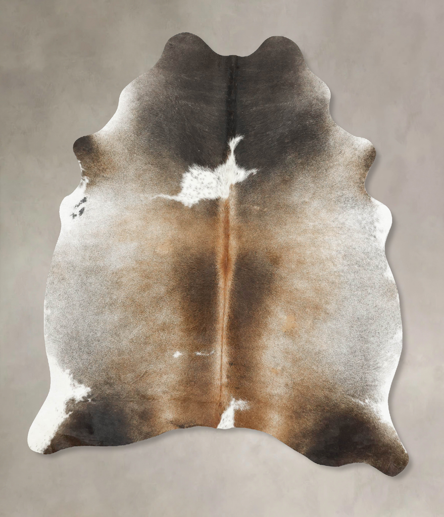 Grey with Beige Large Brazilian Cowhide Rug 7'0"H x 5'2"W #B15432 by Hudson Hides