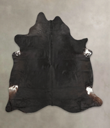 Solid Black XX-Large Brazilian Cowhide Rug 8'0"H x 7'6"W #B1544 by Hudson Hides
