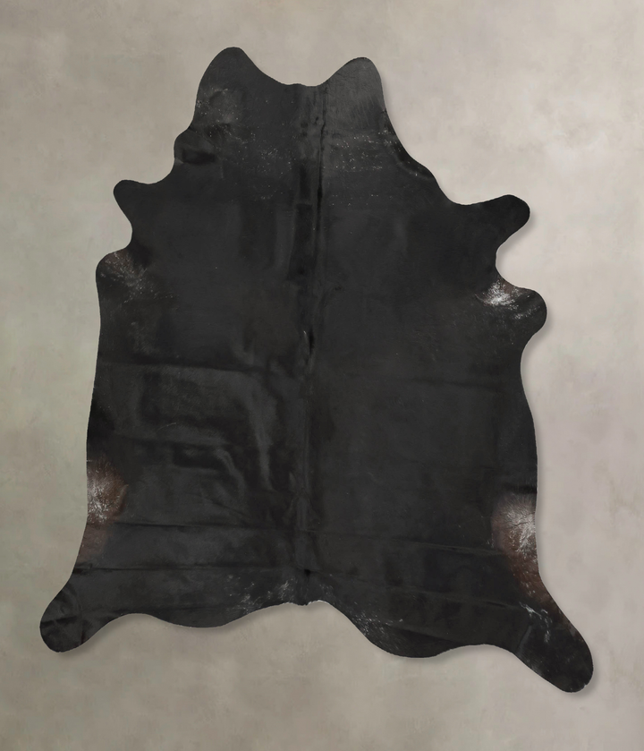 Solid Black X-Large Brazilian Cowhide Rug 7'3"H x 6'5"W #B15457 by Hudson Hides