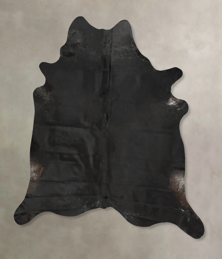 Solid Black X-Large Brazilian Cowhide Rug 7'3"H x 6'5"W #B15457 by Hudson Hides