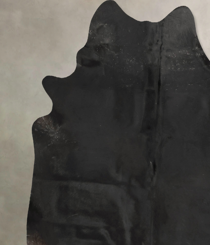 Solid Black X-Large Brazilian Cowhide Rug 7'3"H x 6'5"W #B15457 by Hudson Hides