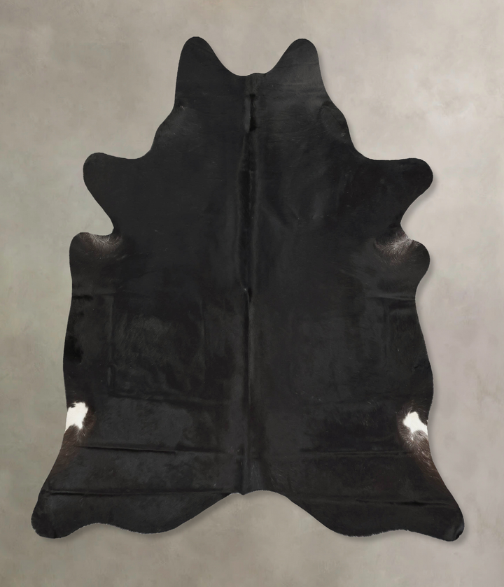 Solid Black X-Large Brazilian Cowhide Rug 7'6"H x 6'6"W #B15474 by Hudson Hides