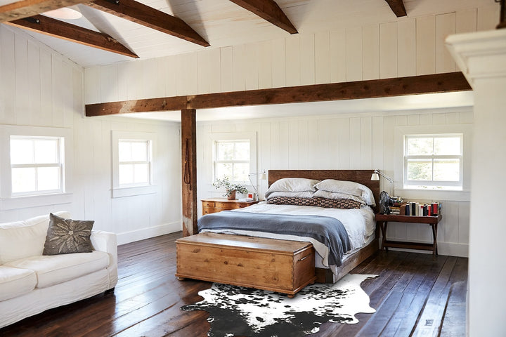 Salt and Pepper Black X-Large Brazilian Cowhide Rug 7'10"H x 6'3"W #B15477 by Hudson Hides