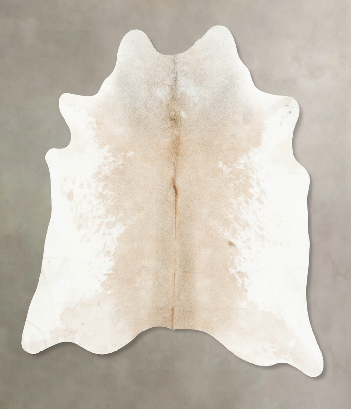 Beige and White X-Large Brazilian Cowhide Rug 6'8"H x 6'1"W #B15486 by Hudson Hides