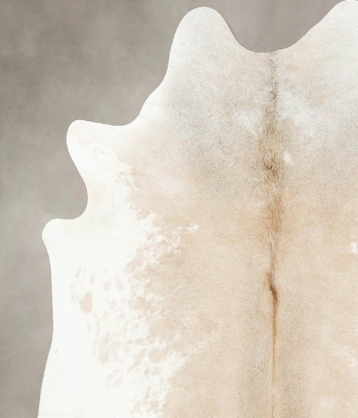 Beige and White X-Large Brazilian Cowhide Rug 6'8"H x 6'1"W #B15486 by Hudson Hides