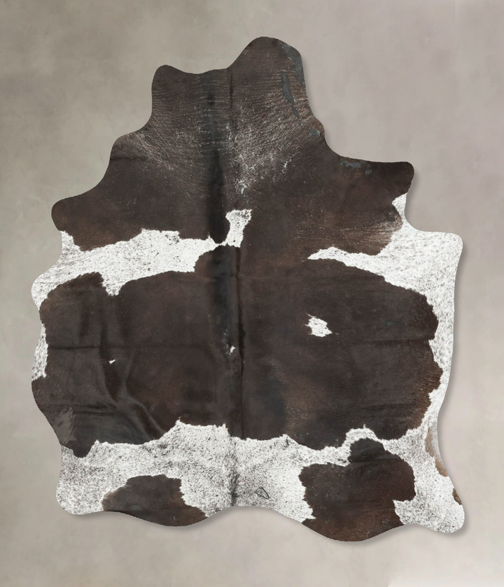 Chocolate and White Large Brazilian Cowhide Rug 6'8"H x 5'2"W #B15487 by Hudson Hides