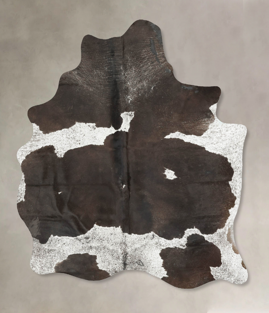 Chocolate and White Large Brazilian Cowhide Rug 6'8"H x 5'2"W #B15487 by Hudson Hides