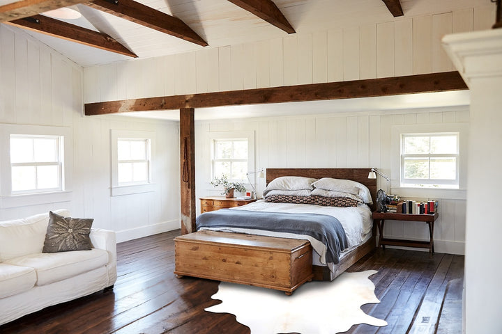 Ivory with Beige XX-Large Brazilian Cowhide Rug 8'2"H x 7'4"W #B15491 by Hudson Hides