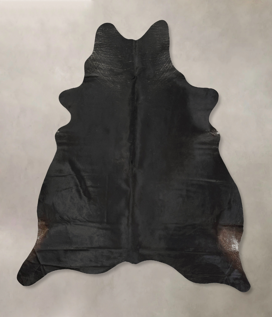 Solid Black X-Large Brazilian Cowhide Rug 7'6"H x 6'4"W #B15493 by Hudson Hides